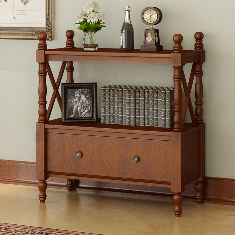 Nordic Wooden Open Back Bookshelf Etagere Bookshelf with Drawers 27.6"L x 14.2"W x 37.4"H Walnut Clearhalo 'Bookcases' 'furn' 'furn_bookcases' 'Furniture' 'Office Furniture' 5429606