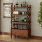 Nordic Wooden Open Back Bookshelf Etagere Bookshelf with Drawers 27.6"L x 14.2"W x 66.5"H Walnut Clearhalo 'Bookcases' 'furn' 'furn_bookcases' 'Furniture' 'Office Furniture' 5429608