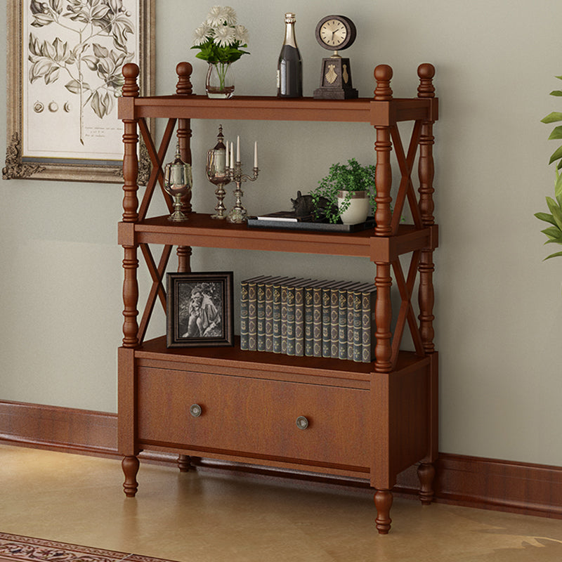 Nordic Wooden Open Back Bookshelf Etagere Bookshelf with Drawers 31.5"L x 14.2"W x 51.9"H Walnut Clearhalo 'Bookcases' 'furn' 'furn_bookcases' 'Furniture' 'Office Furniture' 5429611