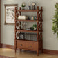 Nordic Wooden Open Back Bookshelf Etagere Bookshelf with Drawers 31.5"L x 14.2"W x 66.5"H Walnut Clearhalo 'Bookcases' 'furn' 'furn_bookcases' 'Furniture' 'Office Furniture' 5429612