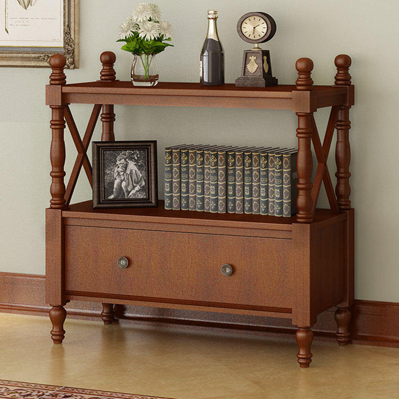 Nordic Wooden Open Back Bookshelf Etagere Bookshelf with Drawers 35.4"L x 14.2"W x 37.4"H Walnut Clearhalo 'Bookcases' 'furn' 'furn_bookcases' 'Furniture' 'Office Furniture' 5429614