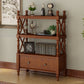 Nordic Wooden Open Back Bookshelf Etagere Bookshelf with Drawers 35.4"L x 14.2"W x 51.9"H Walnut Clearhalo 'Bookcases' 'furn' 'furn_bookcases' 'Furniture' 'Office Furniture' 5429615