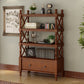 Nordic Wooden Open Back Bookshelf Etagere Bookshelf with Drawers 35.4"L x 14.2"W x 66.5"H Walnut Clearhalo 'Bookcases' 'furn' 'furn_bookcases' 'Furniture' 'Office Furniture' 5429616