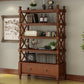 Nordic Wooden Open Back Bookshelf Etagere Bookshelf with Drawers 35.4"L x 14.2"W x 81.1"H Walnut Clearhalo 'Bookcases' 'furn' 'furn_bookcases' 'Furniture' 'Office Furniture' 5429617