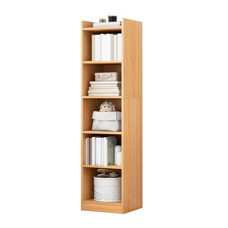 Closed Wood Bookcase Modern Minimalist Home Living Room Corner Bookshelf 12.9"L x 11.8"W x 59.8"H Natural Clearhalo 'Bookcases' 'furn' 'furn_bookcases' 'Furniture' 'Office Furniture' 5429633