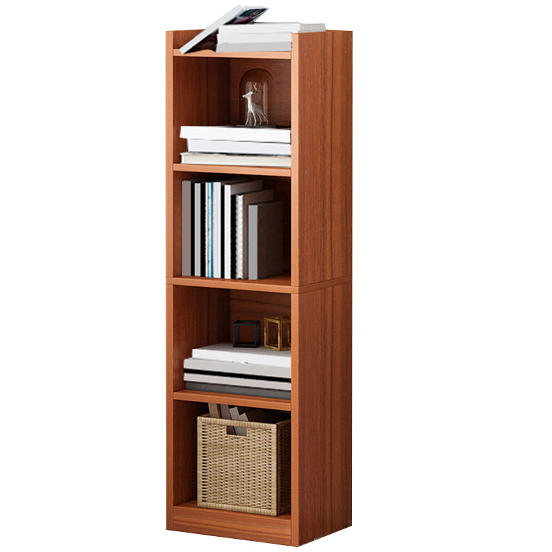 Closed Wood Bookcase Modern Minimalist Home Living Room Corner Bookshelf 11.8"L x 9.4"W x 48.8"H Walnut Clearhalo 'Bookcases' 'furn' 'furn_bookcases' 'Furniture' 'Office Furniture' 5429641