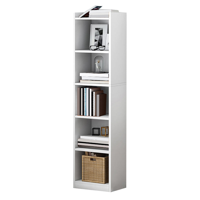 Closed Wood Bookcase Modern Minimalist Home Living Room Corner Bookshelf 11.8"L x 9.4"W x 59.8"H White Clearhalo 'Bookcases' 'furn' 'furn_bookcases' 'Furniture' 'Office Furniture' 5429656