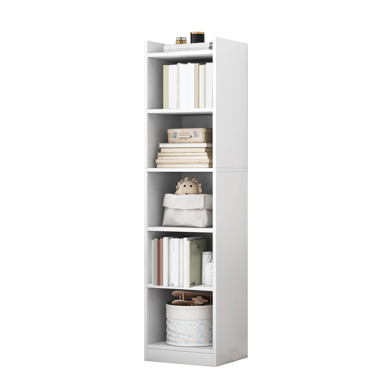 Closed Wood Bookcase Modern Minimalist Home Living Room Corner Bookshelf 12.9"L x 11.8"W x 59.8"H White Clearhalo 'Bookcases' 'furn' 'furn_bookcases' 'Furniture' 'Office Furniture' 5429659