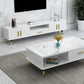 Open Storage 18" H TV Stand , Faux Wood TV Stand Console in Grey / White Clearhalo 'furn' 'furn_tv_stands_entertainment_centers' 'Furniture' 'Living Room Furniture' 'TV Stands & Entertainment Centers' 'TV Stands & Media Storage Furniture' 'tv_stands_entertainment_centers' 5429883