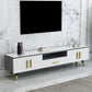Open Storage 18" H TV Stand , Faux Wood TV Stand Console in Grey / White Clearhalo 'furn' 'furn_tv_stands_entertainment_centers' 'Furniture' 'Living Room Furniture' 'TV Stands & Entertainment Centers' 'TV Stands & Media Storage Furniture' 'tv_stands_entertainment_centers' 5429885