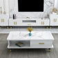 Open Storage 18" H TV Stand , Faux Wood TV Stand Console in Grey / White Clearhalo 'furn' 'furn_tv_stands_entertainment_centers' 'Furniture' 'Living Room Furniture' 'TV Stands & Entertainment Centers' 'TV Stands & Media Storage Furniture' 'tv_stands_entertainment_centers' 5429886