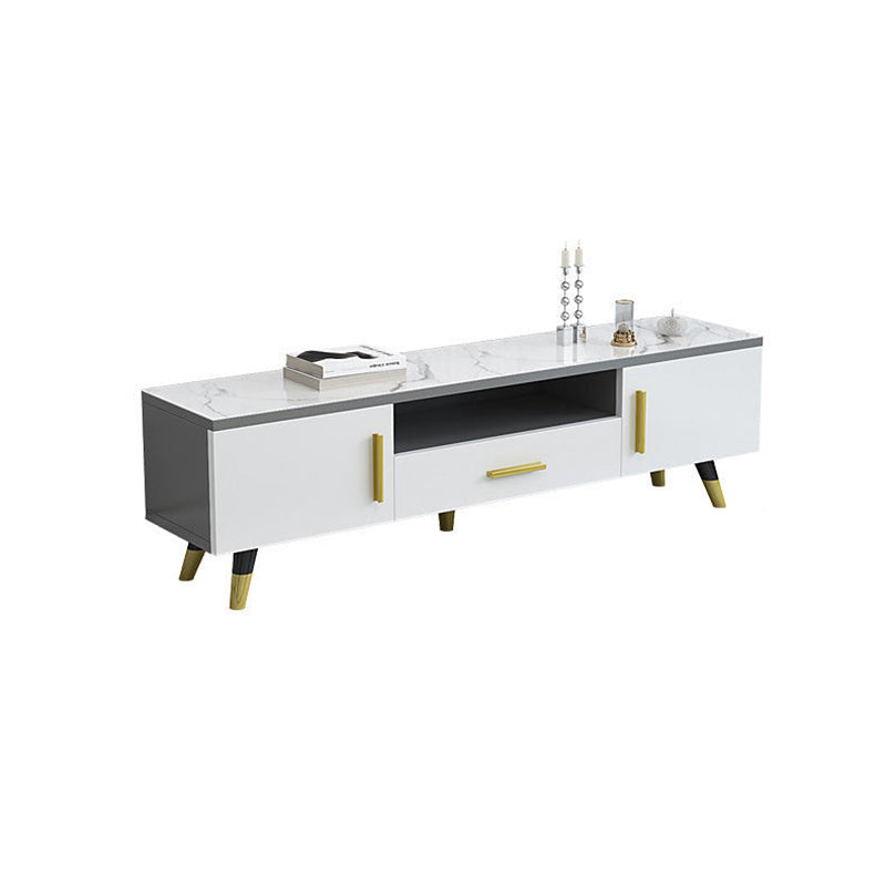 Open Storage 18" H TV Stand , Faux Wood TV Stand Console in Grey / White Clearhalo 'furn' 'furn_tv_stands_entertainment_centers' 'Furniture' 'Living Room Furniture' 'TV Stands & Entertainment Centers' 'TV Stands & Media Storage Furniture' 'tv_stands_entertainment_centers' 5429887