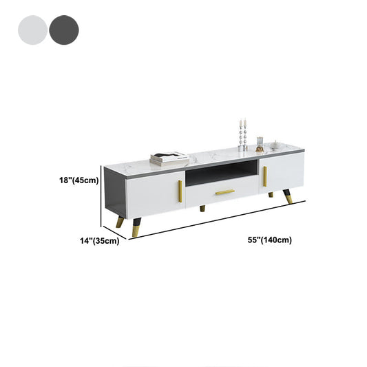 Open Storage 18" H TV Stand , Faux Wood TV Stand Console in Grey / White Clearhalo 'furn' 'furn_tv_stands_entertainment_centers' 'Furniture' 'Living Room Furniture' 'TV Stands & Entertainment Centers' 'TV Stands & Media Storage Furniture' 'tv_stands_entertainment_centers' 5429895