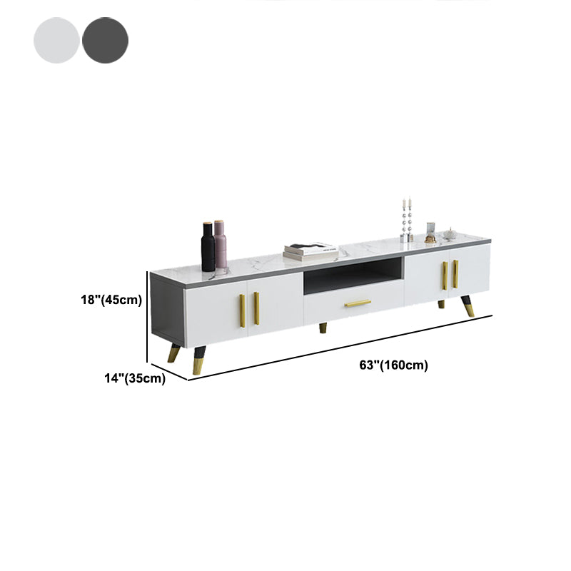 Open Storage 18" H TV Stand , Faux Wood TV Stand Console in Grey / White Clearhalo 'furn' 'furn_tv_stands_entertainment_centers' 'Furniture' 'Living Room Furniture' 'TV Stands & Entertainment Centers' 'TV Stands & Media Storage Furniture' 'tv_stands_entertainment_centers' 5429896