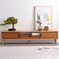15" H Bamboo TV Stand , 2 Doors And Open Shelf TV Console with Sliding Storage