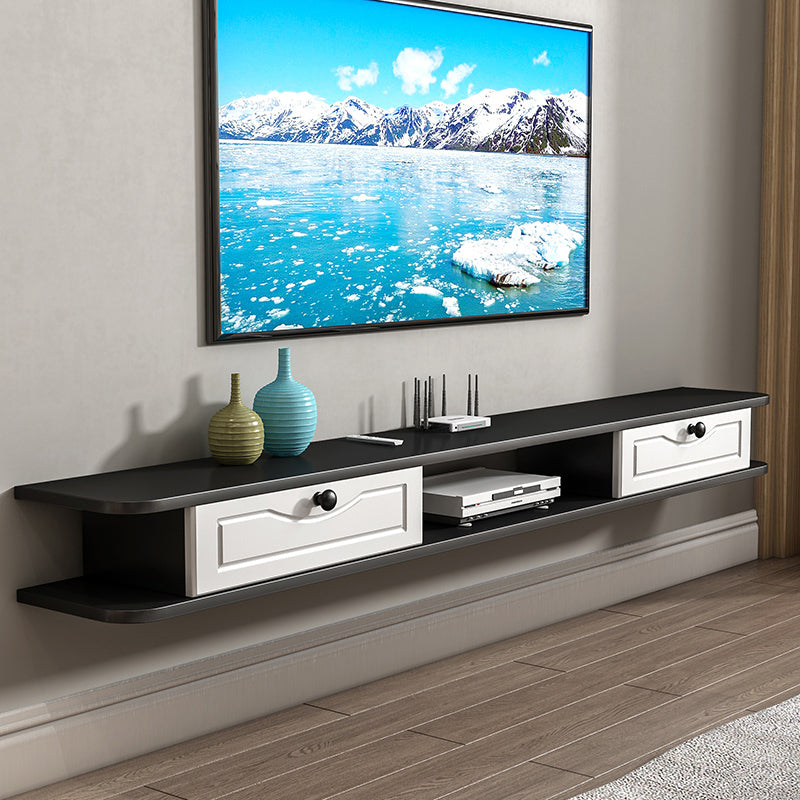 Scandinavian Wall-mounted TV Stand Faux Wood and Solid Wood TV Cabinet White-Black Clearhalo 'furn' 'furn_tv_stands_entertainment_centers' 'Furniture' 'Living Room Furniture' 'TV Stands & Entertainment Centers' 'TV Stands & Media Storage Furniture' 'tv_stands_entertainment_centers' 5430035