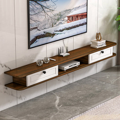 Scandinavian Wall-mounted TV Stand Faux Wood and Solid Wood TV Cabinet White-Brown Clearhalo 'furn' 'furn_tv_stands_entertainment_centers' 'Furniture' 'Living Room Furniture' 'TV Stands & Entertainment Centers' 'TV Stands & Media Storage Furniture' 'tv_stands_entertainment_centers' 5430038