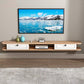 Scandinavian Wall-mounted TV Stand Faux Wood and Solid Wood TV Cabinet 47"L x 9.5"W x 7"H White-Wood Clearhalo 'furn' 'furn_tv_stands_entertainment_centers' 'Furniture' 'Living Room Furniture' 'TV Stands & Entertainment Centers' 'TV Stands & Media Storage Furniture' 'tv_stands_entertainment_centers' 5430045
