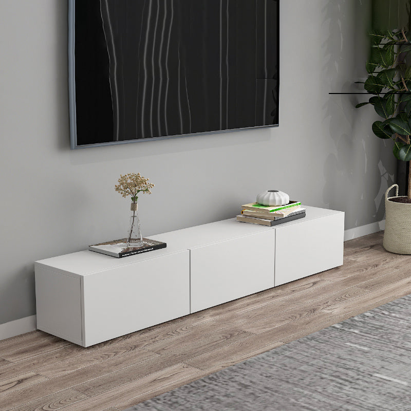 12 / 16 - Inch TV Console Faux Wood TV Console Stand With Cabinets / Drawers in White 71"L x 12"W x 12"H Clearhalo 'furn' 'furn_tv_stands_entertainment_centers' 'Furniture' 'Living Room Furniture' 'TV Stands & Entertainment Centers' 'TV Stands & Media Storage Furniture' 'tv_stands_entertainment_centers' 5430052
