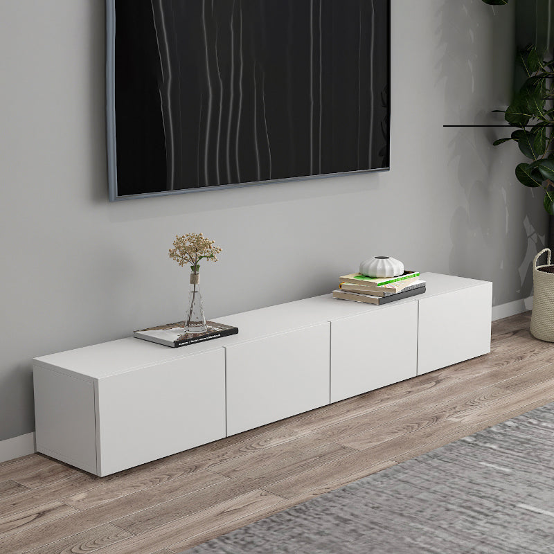 12 / 16 - Inch TV Console Faux Wood TV Console Stand With Cabinets / Drawers in White 87"L x 12"W x 12"H Clearhalo 'furn' 'furn_tv_stands_entertainment_centers' 'Furniture' 'Living Room Furniture' 'TV Stands & Entertainment Centers' 'TV Stands & Media Storage Furniture' 'tv_stands_entertainment_centers' 5430053