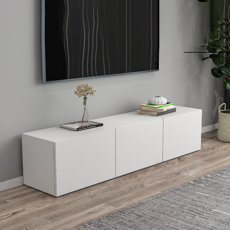 12 / 16 - Inch TV Console Faux Wood TV Console Stand With Cabinets / Drawers in White 71"L x 16"W x 16"H Clearhalo 'furn' 'furn_tv_stands_entertainment_centers' 'Furniture' 'Living Room Furniture' 'TV Stands & Entertainment Centers' 'TV Stands & Media Storage Furniture' 'tv_stands_entertainment_centers' 5430057