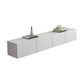 12 / 16 - Inch TV Console Faux Wood TV Console Stand With Cabinets / Drawers in White 79"L x 12"W x 12"H Clearhalo 'furn' 'furn_tv_stands_entertainment_centers' 'Furniture' 'Living Room Furniture' 'TV Stands & Entertainment Centers' 'TV Stands & Media Storage Furniture' 'tv_stands_entertainment_centers' 5430063