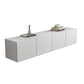 12 / 16 - Inch TV Console Faux Wood TV Console Stand With Cabinets / Drawers in White 79"L x 16"W x 16"H Clearhalo 'furn' 'furn_tv_stands_entertainment_centers' 'Furniture' 'Living Room Furniture' 'TV Stands & Entertainment Centers' 'TV Stands & Media Storage Furniture' 'tv_stands_entertainment_centers' 5430067