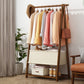 Solid Wooden Coat Rack Shelf Storage and Hanging Rail Coat Hanger 34"L x 18"W x 59"H Deep Tan Clearhalo 'Entry & Mudroom Furniture' 'furn' 'furn_hall_tree_coat_racks' 'Furniture' 'Hall Trees & Coat Racks' 'hall_tree_coat_racks' 5430181
