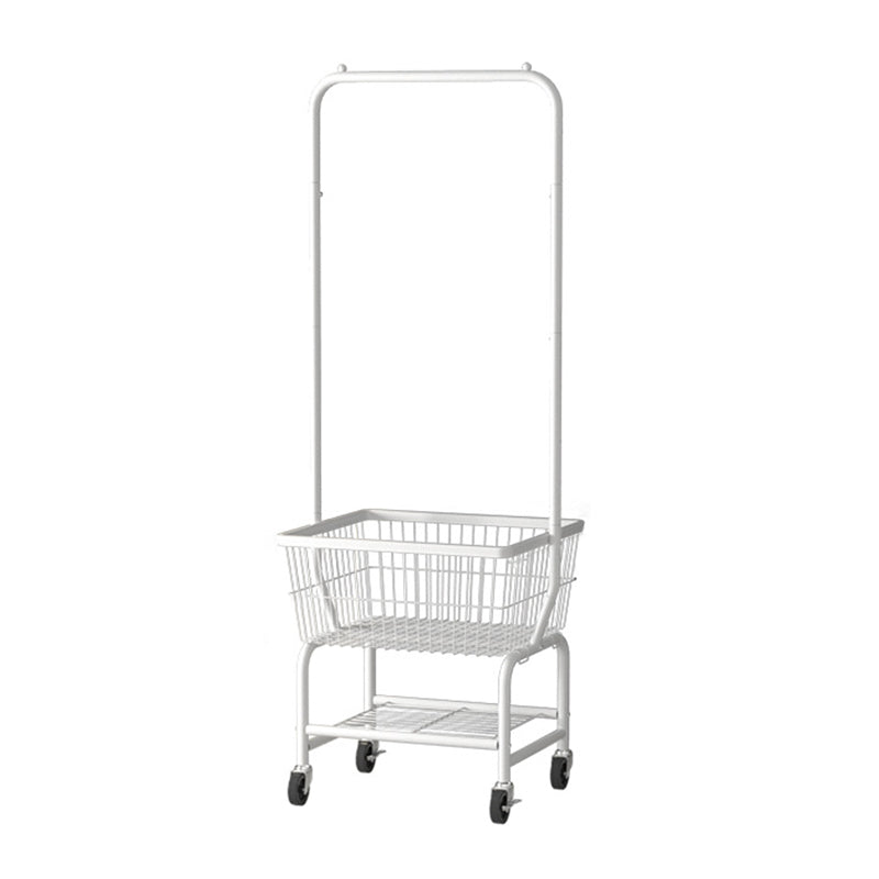 Contemporary Coat Rack Metal Storage Baskets Free Standing Hall Tree Gloss White Clearhalo 'Entry & Mudroom Furniture' 'furn' 'furn_hall_tree_coat_racks' 'Furniture' 'Hall Trees & Coat Racks' 'hall_tree_coat_racks' 5430402