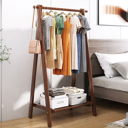 Modern Coat Rack Wooden Shelf Storage Coat Hanger in Bedroom Room 24"L x 18"W x 59"H Nut-Brown 1 Clearhalo 'Entry & Mudroom Furniture' 'furn' 'furn_hall_tree_coat_racks' 'Furniture' 'Hall Trees & Coat Racks' 'hall_tree_coat_racks' 5430591