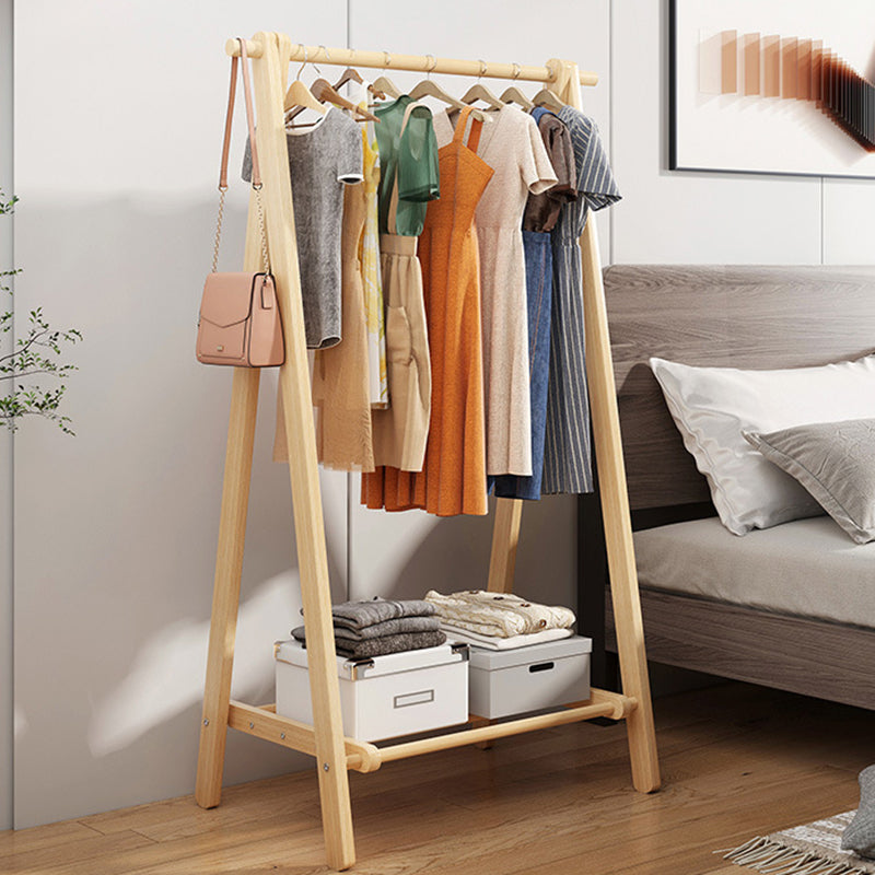 Modern Coat Rack Wooden Shelf Storage Coat Hanger in Bedroom Room 24"L x 18"W x 59"H Natural 1 Clearhalo 'Entry & Mudroom Furniture' 'furn' 'furn_hall_tree_coat_racks' 'Furniture' 'Hall Trees & Coat Racks' 'hall_tree_coat_racks' 5430592