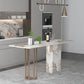Double Pedestal Kitchen Counter Height Table Contemporary Rectangle Pub Table 63"L x 19.7"W x 41.3"H Gold Without Chairs Clearhalo 'Bar Furniture' 'Bar Tables' 'bar_tables' 'furn' 'furn_bar_tables' 'Furniture' 'Kitchen & Dining Furniture' 5432756