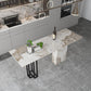 Double Pedestal Kitchen Counter Height Table Contemporary Rectangle Pub Table 63"L x 19.7"W x 41.3"H Black Without Chairs Clearhalo 'Bar Furniture' 'Bar Tables' 'bar_tables' 'furn' 'furn_bar_tables' 'Furniture' 'Kitchen & Dining Furniture' 5432758