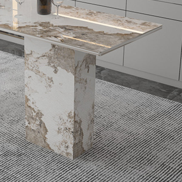 Double Pedestal Kitchen Counter Height Table Contemporary Rectangle Pub Table Clearhalo 'Bar Furniture' 'Bar Tables' 'bar_tables' 'furn' 'furn_bar_tables' 'Furniture' 'Kitchen & Dining Furniture' 5432761