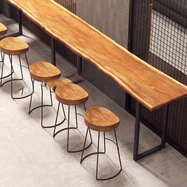 Pine Wood Top Bar Dining Table Modern Bar Table with Double Pedestal in Black Clearhalo 'Bar Furniture' 'Bar Tables' 'bar_tables' 'furn' 'furn_bar_tables' 'Furniture' 'Kitchen & Dining Furniture' 5432839