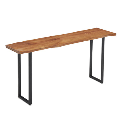 Pine Wood Top Bar Dining Table Modern Bar Table with Double Pedestal in Black Without Chairs Clearhalo 'Bar Furniture' 'Bar Tables' 'bar_tables' 'furn' 'furn_bar_tables' 'Furniture' 'Kitchen & Dining Furniture' 5432841