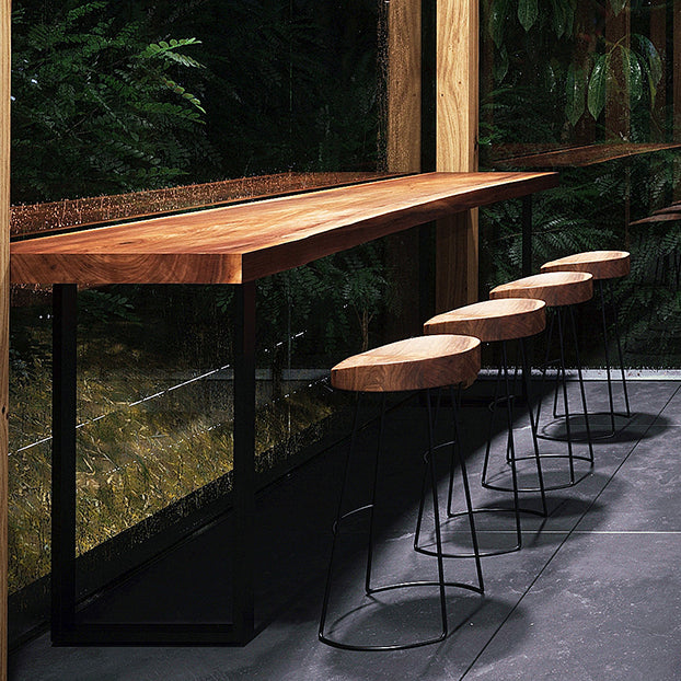 Pine Wood Top Bar Dining Table Modern Bar Table with Double Pedestal in Black Clearhalo 'Bar Furniture' 'Bar Tables' 'bar_tables' 'furn' 'furn_bar_tables' 'Furniture' 'Kitchen & Dining Furniture' 5432844