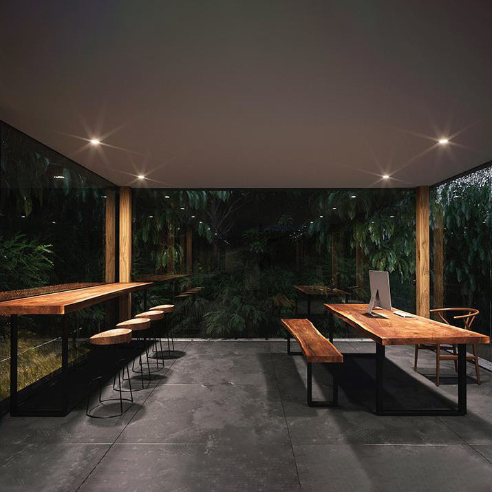 Pine Wood Top Bar Dining Table Modern Bar Table with Double Pedestal in Black Clearhalo 'Bar Furniture' 'Bar Tables' 'bar_tables' 'furn' 'furn_bar_tables' 'Furniture' 'Kitchen & Dining Furniture' 5432847