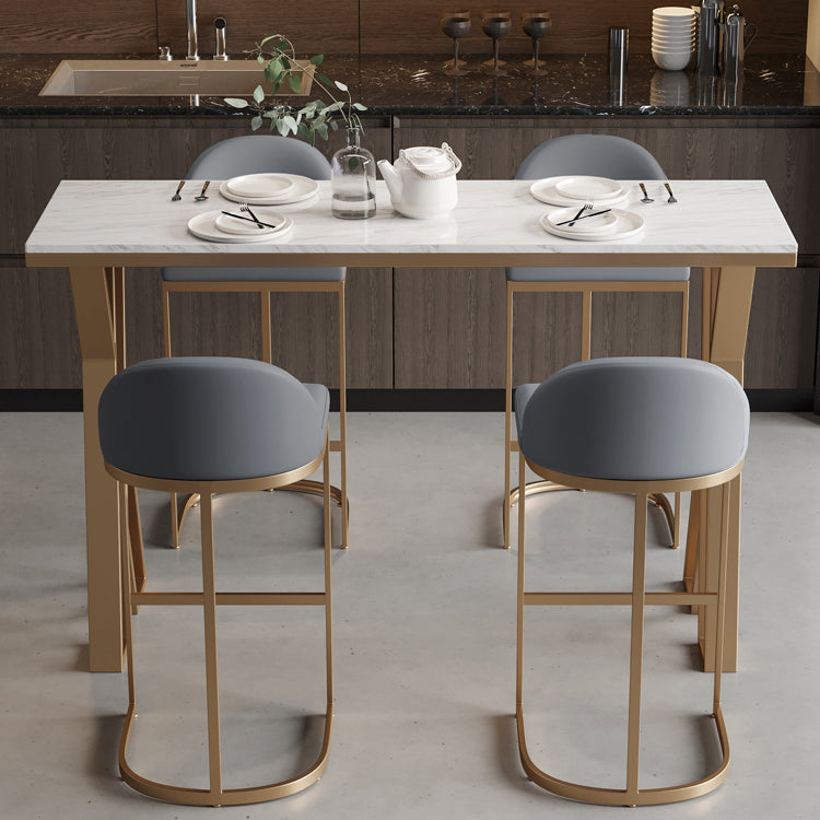 Tavolo da pranzo in pietra di pietra sinterizzata tavolo da bar lussuoso con doppio piedistallo in oro