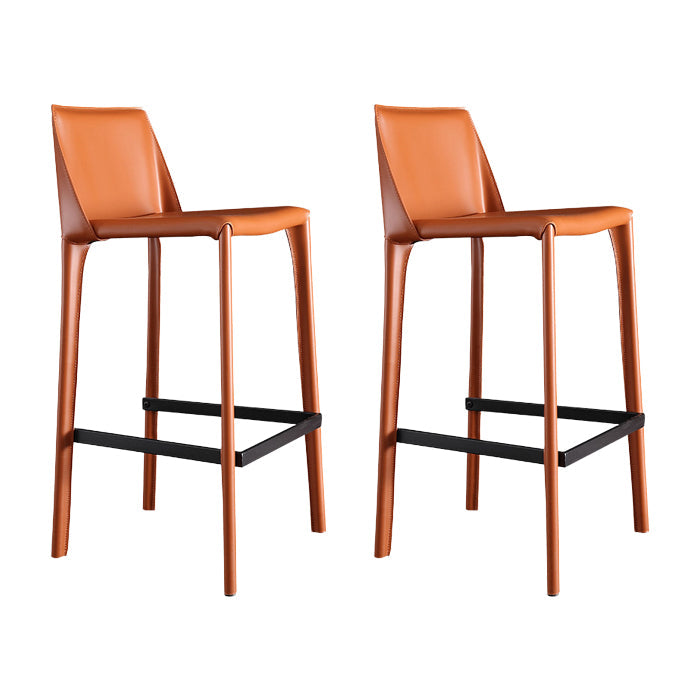 Modern Style Bar Stool Metal Counter Bar Stool with Metal Legs for Home Red Brown 2 Piece Set Clearhalo 'Bar Furniture' 'Bar Stools' 'bar_stools' 'furn' 'furn_bar_stools' 'Furniture' 'furniture_bar_stools' 'Kitchen & Dining Furniture' 5432961