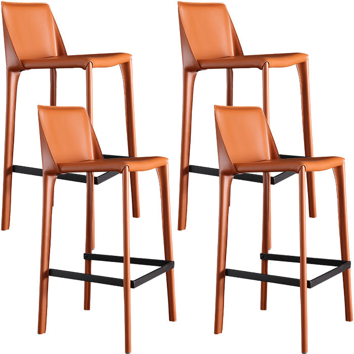 Modern Style Bar Stool Metal Counter Bar Stool with Metal Legs for Home Red Brown 4 Piece Set Clearhalo 'Bar Furniture' 'Bar Stools' 'bar_stools' 'furn' 'furn_bar_stools' 'Furniture' 'furniture_bar_stools' 'Kitchen & Dining Furniture' 5432963