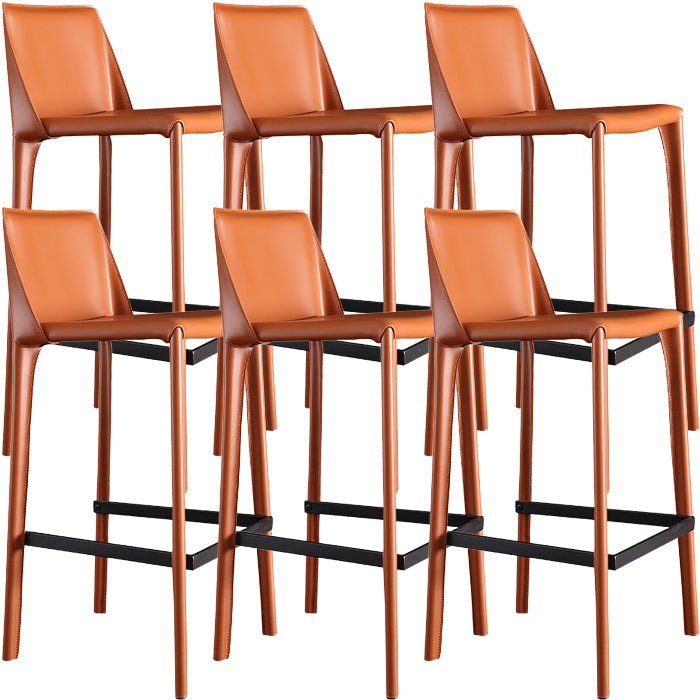 Modern Style Bar Stool Metal Counter Bar Stool with Metal Legs for Home Red Brown 6 Piece Set Clearhalo 'Bar Furniture' 'Bar Stools' 'bar_stools' 'furn' 'furn_bar_stools' 'Furniture' 'furniture_bar_stools' 'Kitchen & Dining Furniture' 5432965