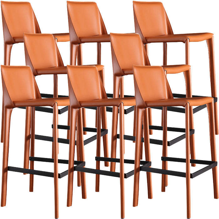 Modern Style Bar Stool Metal Counter Bar Stool with Metal Legs for Home Red Brown 8 Piece Set Clearhalo 'Bar Furniture' 'Bar Stools' 'bar_stools' 'furn' 'furn_bar_stools' 'Furniture' 'furniture_bar_stools' 'Kitchen & Dining Furniture' 5432967
