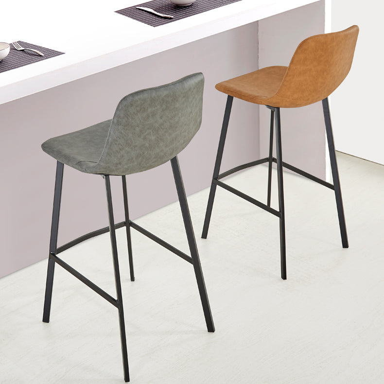 Modern Backrest Armless Counter Stool Iron Milk Tea Shop Bar Stool with Leather Cushion Clearhalo 'Bar Furniture' 'Bar Stools' 'bar_stools' 'furn' 'furn_bar_stools' 'Furniture' 'Kitchen & Dining Furniture' 5433177