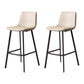 Modern Backrest Armless Counter Stool Iron Milk Tea Shop Bar Stool with Leather Cushion Black White 2 Piece Set Clearhalo 'Bar Furniture' 'Bar Stools' 'bar_stools' 'furn' 'furn_bar_stools' 'Furniture' 'Kitchen & Dining Furniture' 5433178