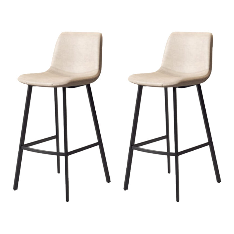 Modern Backrest Armless Counter Stool Iron Milk Tea Shop Bar Stool with Leather Cushion Black White 2 Piece Set Clearhalo 'Bar Furniture' 'Bar Stools' 'bar_stools' 'furn' 'furn_bar_stools' 'Furniture' 'Kitchen & Dining Furniture' 5433178