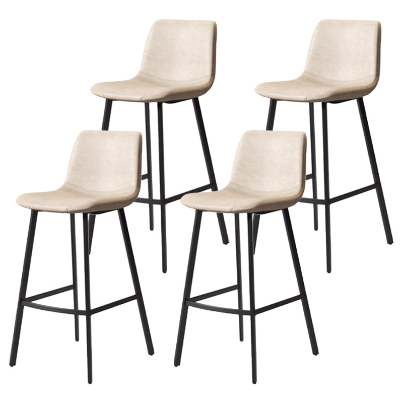 Modern Backrest Armless Counter Stool Iron Milk Tea Shop Bar Stool with Leather Cushion Black White 4 Piece Set Clearhalo 'Bar Furniture' 'Bar Stools' 'bar_stools' 'furn' 'furn_bar_stools' 'Furniture' 'Kitchen & Dining Furniture' 5433179