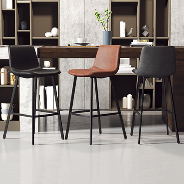 Modern Backrest Armless Counter Stool Iron Milk Tea Shop Bar Stool with Leather Cushion Clearhalo 'Bar Furniture' 'Bar Stools' 'bar_stools' 'furn' 'furn_bar_stools' 'Furniture' 'Kitchen & Dining Furniture' 5433181