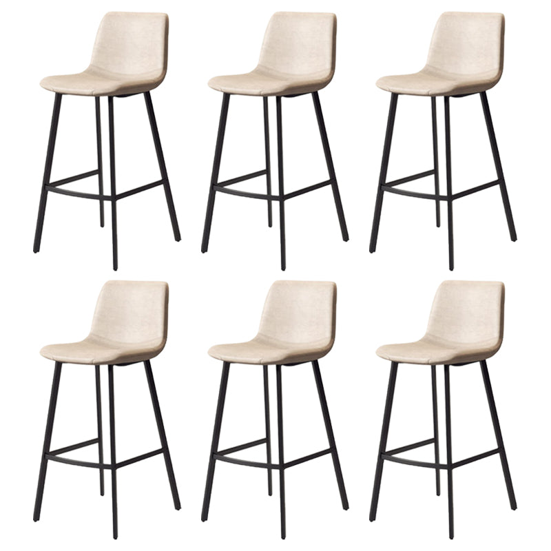 Modern Backrest Armless Counter Stool Iron Milk Tea Shop Bar Stool with Leather Cushion Black White 6 Piece Set Clearhalo 'Bar Furniture' 'Bar Stools' 'bar_stools' 'furn' 'furn_bar_stools' 'Furniture' 'Kitchen & Dining Furniture' 5433182