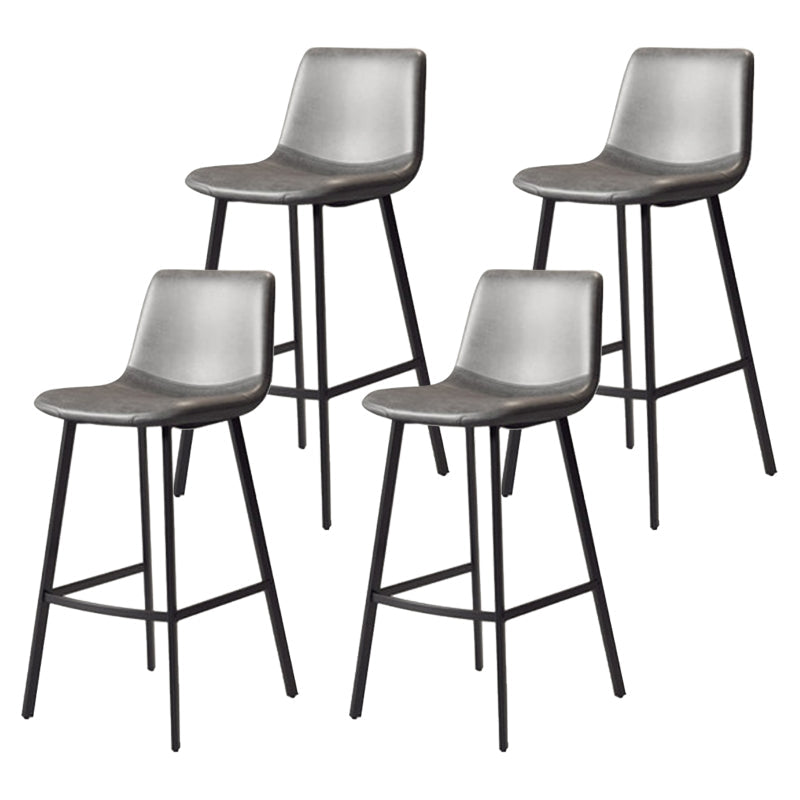 Modern Backrest Armless Counter Stool Iron Milk Tea Shop Bar Stool with Leather Cushion Black Gray 4 Piece Set Clearhalo 'Bar Furniture' 'Bar Stools' 'bar_stools' 'furn' 'furn_bar_stools' 'Furniture' 'Kitchen & Dining Furniture' 5433188